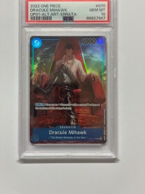 One Piece TCG PSA 10 DRACULE MIHAWK Alt Art ERRATA OP01-070 OP1 OP-01 - 2022 ENG