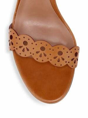 Pre-owned Tabitha Simmons - Bobbin Block Leather Sandals Free Shipping In Brown