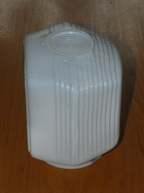 Vintage Bathroom Art Deco Milk Glass White Clear Light Shade Globe