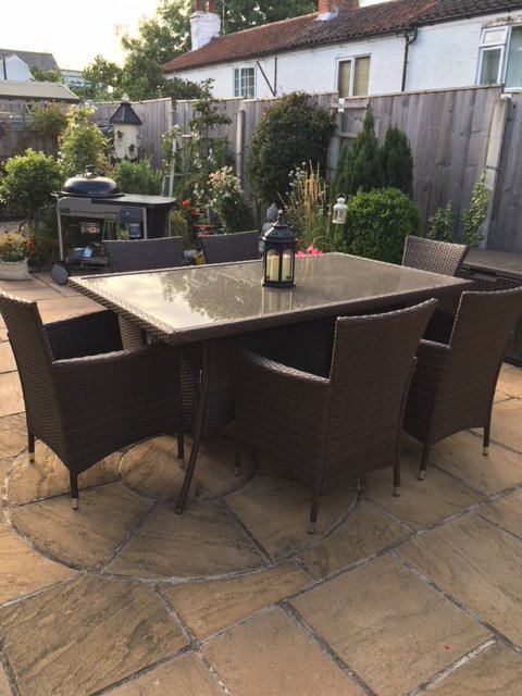 Rattan glass top table and six chairs | in Carlton, Nottinghamshire | Gumtree