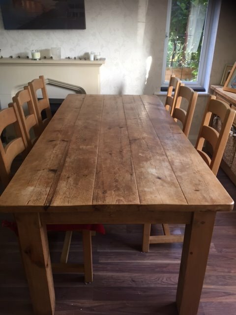 Large Rustic Pine Dining Table &amp; 6 Chairs | in Bramhall, Manchester