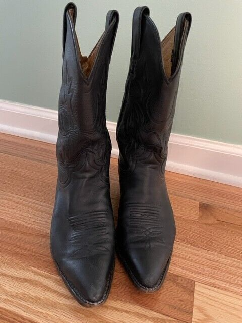 Justin Black Leather Cowboy Western Boots Womens Size 6.5 C Style L4903 | EBG