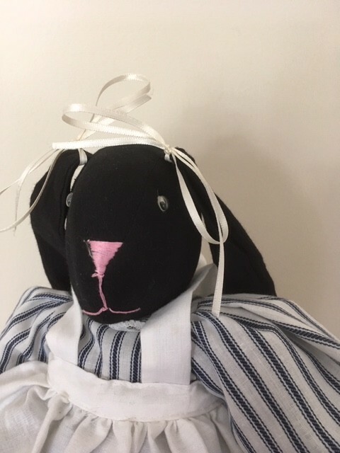 Handmade Muslin Stuffed Lop Eared Rabbit Folk Art Girl Bunny 15” Easter Gift
