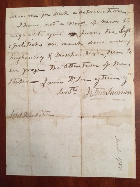 1783 North Carolina Continental Army General Jethro SUMNER, Warren County, ALS