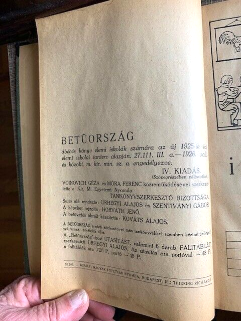 1925 Hungary/Hungarian School Lesson Book Betu Orszag Good Used Condition
