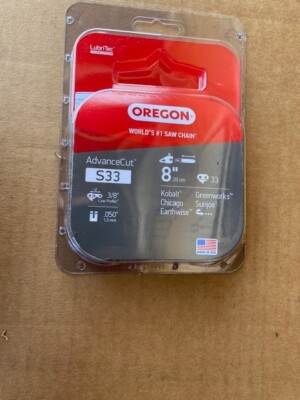 Oregon S33 AdvanceCut Saw Chain 8'' 0.050 Gauge 3/8'' Low Profile Chainsaw Chain