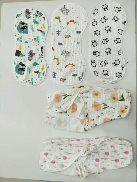 New 3 Burp Cloths/Bib 6 Layers Bundled With 2 Swaddle Blankets  By ABC TERRELL