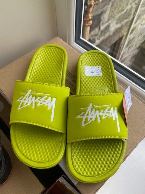 Nike X Stussy Benassi slides UK 9 Yellow- **IN HAND READY TO COLLECT ...