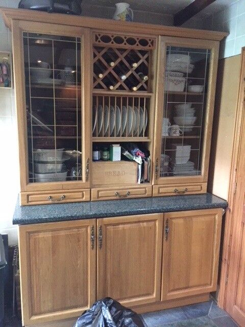 Oak Kitchen Dresser With Wine Rack And Built In Lights In Didcot