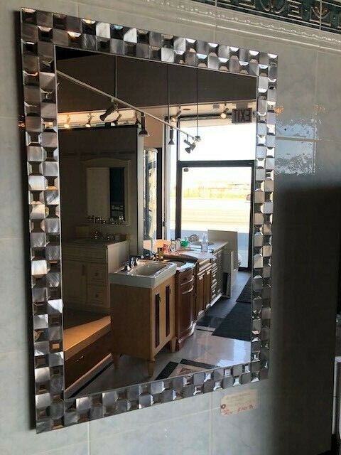 Large Frameless Beveled Oval Wall, Beveled Wall Mirror Bathroom