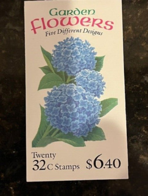 US #2993 Garden Flowers Booklet Cover & pane of 5 Folded NOT COMPLETE BOOK MNH
