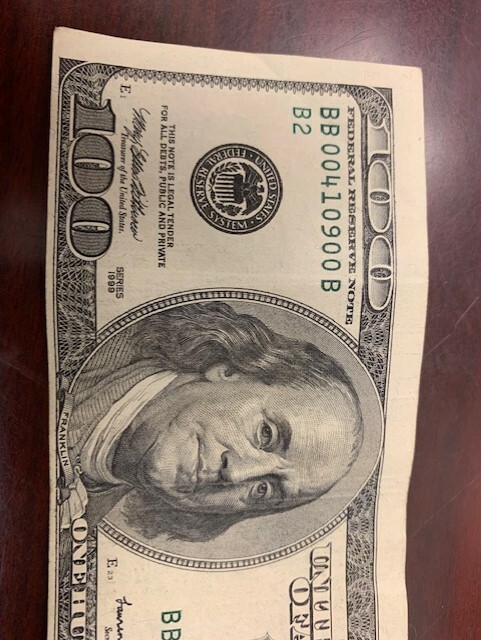 RARE ERROR NOTE 1999 $100 MISALIGNED