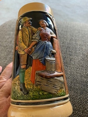 Vintage German Beer Stein, Auf der Alm da ist es schon