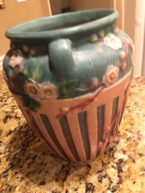 Excellent Roseville Pink Cherry Blossom Vase - 7
