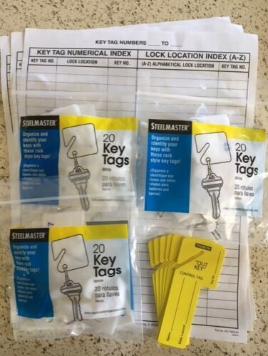 Key Tags, Slotted Rack, White Hanging, 8 Out Key Control Tags,3 Inventory Sheets