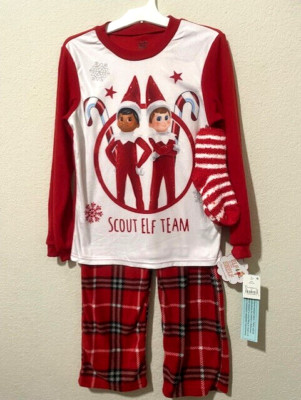 ELF ON THE SHELF SCOUT TEAM FLEECE CHRISTMAS PAJAMA GIFT SET  YOUTH SZ 8-10 NWT