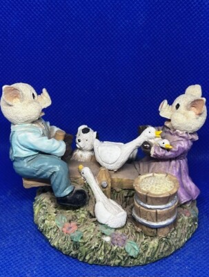 Vintage Farm Pigs on a Teeter Totter Seesaw with Ducks and Puppy Dog Figurine
