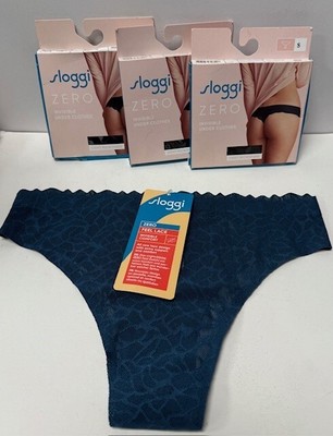 Sloggi Women's Zero Feel Brazil/Invisible Briefs, Black/Green, Small, New