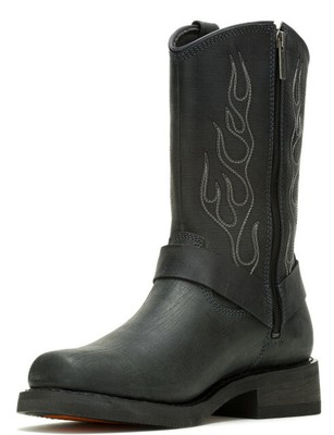Pre-owned Harley-davidson Men's 11" Hustin West Pull-on Boot Black - D93865, Black