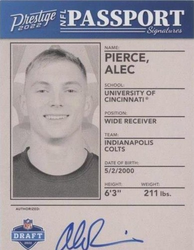 2022 Panini Prestige Alec Pierce #NPS-AP