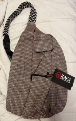 NWT KAKA Sling Bag Rope Shoulder Crossbody Backpack Bag Brown Men Woman