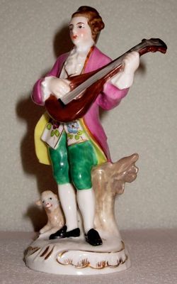 Sitzendorf Antique Dresden Musician Porcelain Hand Painted Figurine Signed