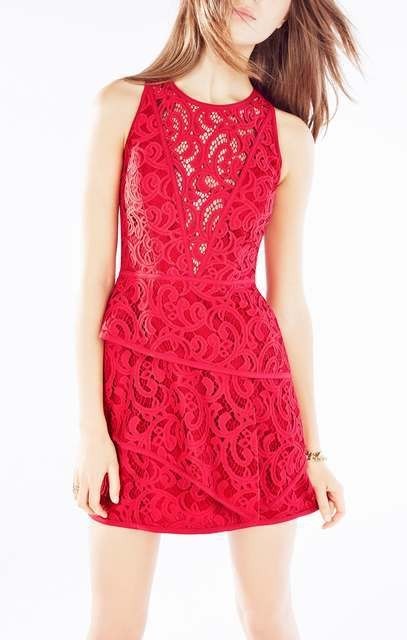【BCBGMAXAZRIA】関税込★レースデザインガウン WW33894] BCBG Max Azria | Knee Length Dress