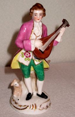 Sitzendorf Antique Dresden Musician Porcelain Hand Painted Figurine Signed