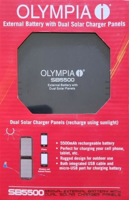 Olympia SB5500 Solar Charger w/5500mAh rechargeable battery