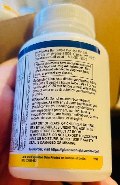 Simple Promise GLUCOSE SHIELD (60 Caps), with Cinnamon & Mulberry - 11/26 - NIB!