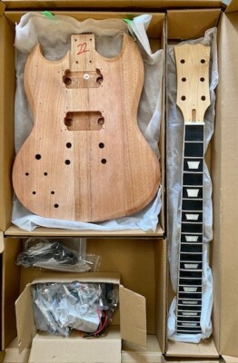 DIY Left-handed Electric Guitar Kit Okoume Wood Body ( Open Box Item )