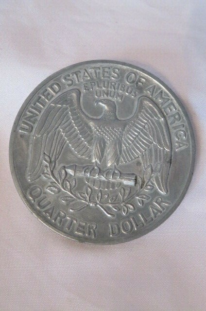 Vintage Large 3 Inch Novelty 1972 Washington Quarter Coin/Coaster/Paperweight