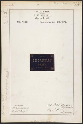 Trademark registration by E. W. Bedell for The Broadway brand Alpaca Braid