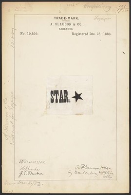 Trademark registration by A. Slauson & Co. for Star brand Lozenges