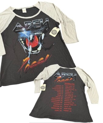 Obey Posse Lightning Tour Small Raglan Graphite Chateau Grey 2 Double Sided NWT