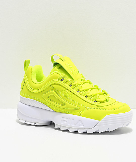 NEW Womens FILA Disruptor II Shift Yellow Sneaker Two 2