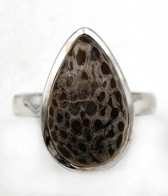 Natural Stingray Coral 925 Solid Sterling Silver Ring Sz 6.5,  