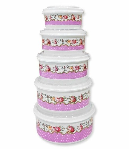 Decorative Food Storage Containers,  Set of 5 each, 11 Different Designs