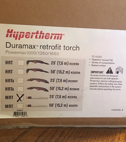 Hypertherm Duramax 25' Retrofit Machine Torch 228790
