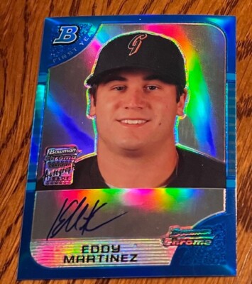2005 BOWMAN CHROME BLUE REFRACTOR #BDP180 EDDY MARTINEZ RC AUTO GIANTS #010/150