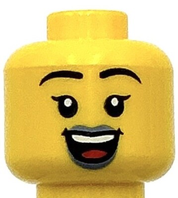 Lego New Yellow Minifigure Head Dual Sided Female Sand Blue Lips Open Mouth Part