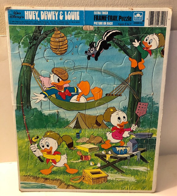 1985 Donald Duck Huey Dewey & Louie Puzzle 24 Pcs Golden