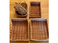 Wicker basket collection for a country kitchen or boutique bathroom £20 for 5 baskets 