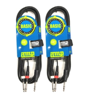 (2) Pack 10ft 1/4'' TRS Stereo Plug to 2-1/4'' TS Mono Plug Audio Cable