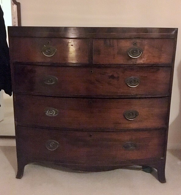 Reduced Antique Mahogany Georgian Bow Fronted Chest Of