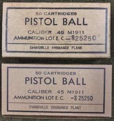 M1911 .45 ACP WWII NEW REPLICA 50 ROUND AMMO BOXES (SET A) - FA, EC & WRA LABELS