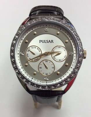 PULSAR Women's Grey/Gold Accent Swarovski Crystals WATCH PP6181