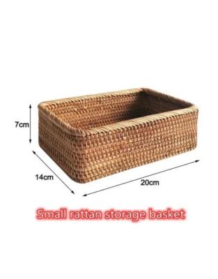 Basket Handwoven Rattan Wicker Fruit  Bread Picnic Cosmetic Storage Box Kitchen