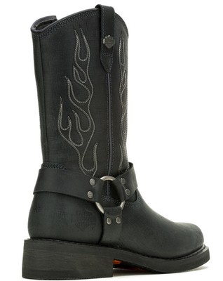 Pre-owned Harley-davidson Men's 11" Hustin West Pull-on Boot Black - D93865, Black