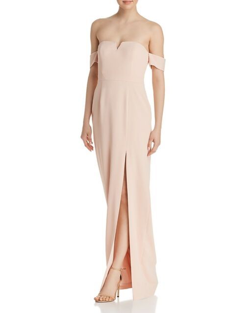 

Новое вечернее креповое платье Aidan Mattox NWT BLUSH PINK с открытыми плечами, размеры